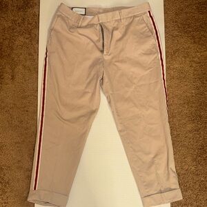 Gucci Beige Cotton Chinos with Red Side Stripes